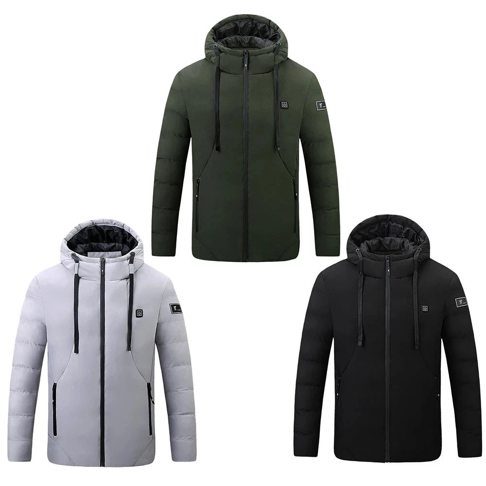 4 Areas Heated Jackets Men Women USB Single Control Smart Heating Cotton Clothing Heated Vest Constant Temperature Hooded Jacket