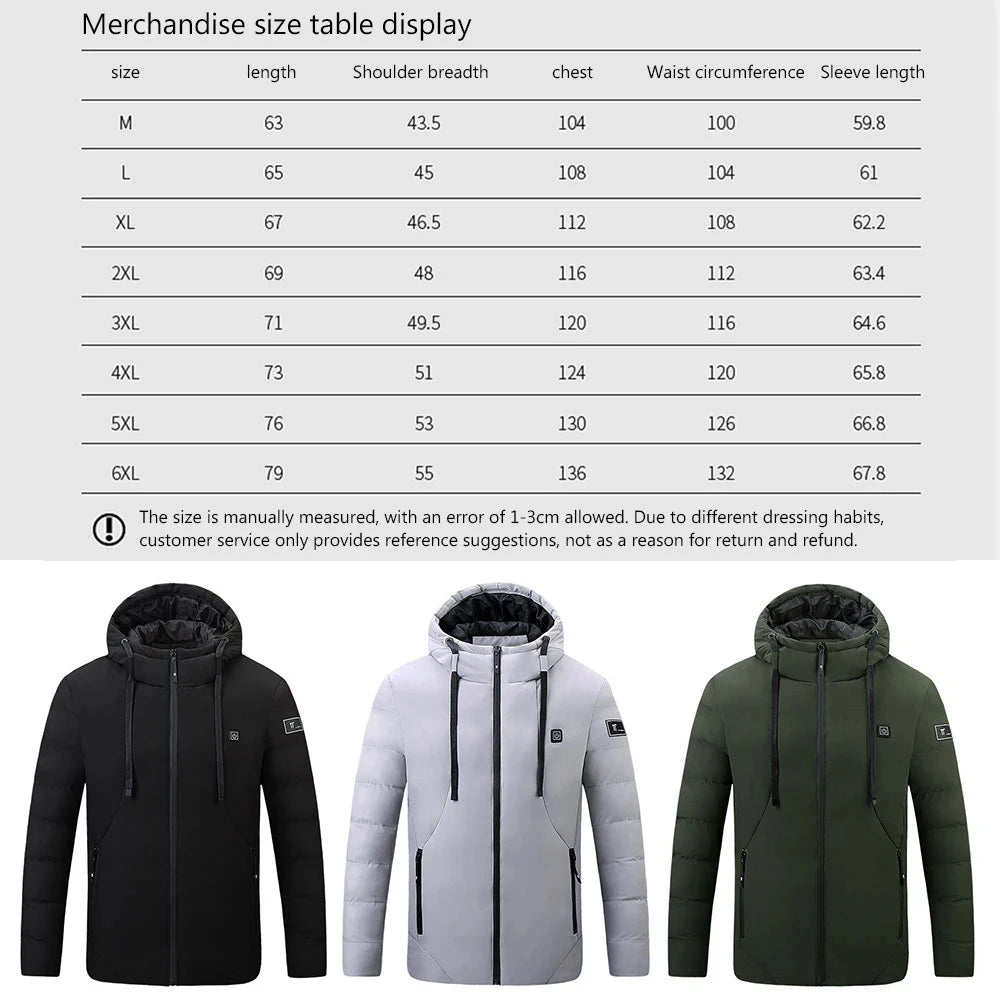 4 Areas Heated Jackets Men Women USB Single Control Smart Heating Cotton Clothing Heated Vest Constant Temperature Hooded Jacket