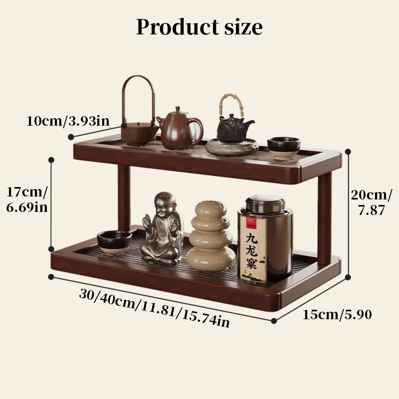 2-Tier Bamboo Spice & Cosmetic Organizer with Acrylic Base, Countertop Storage for Small Spaces