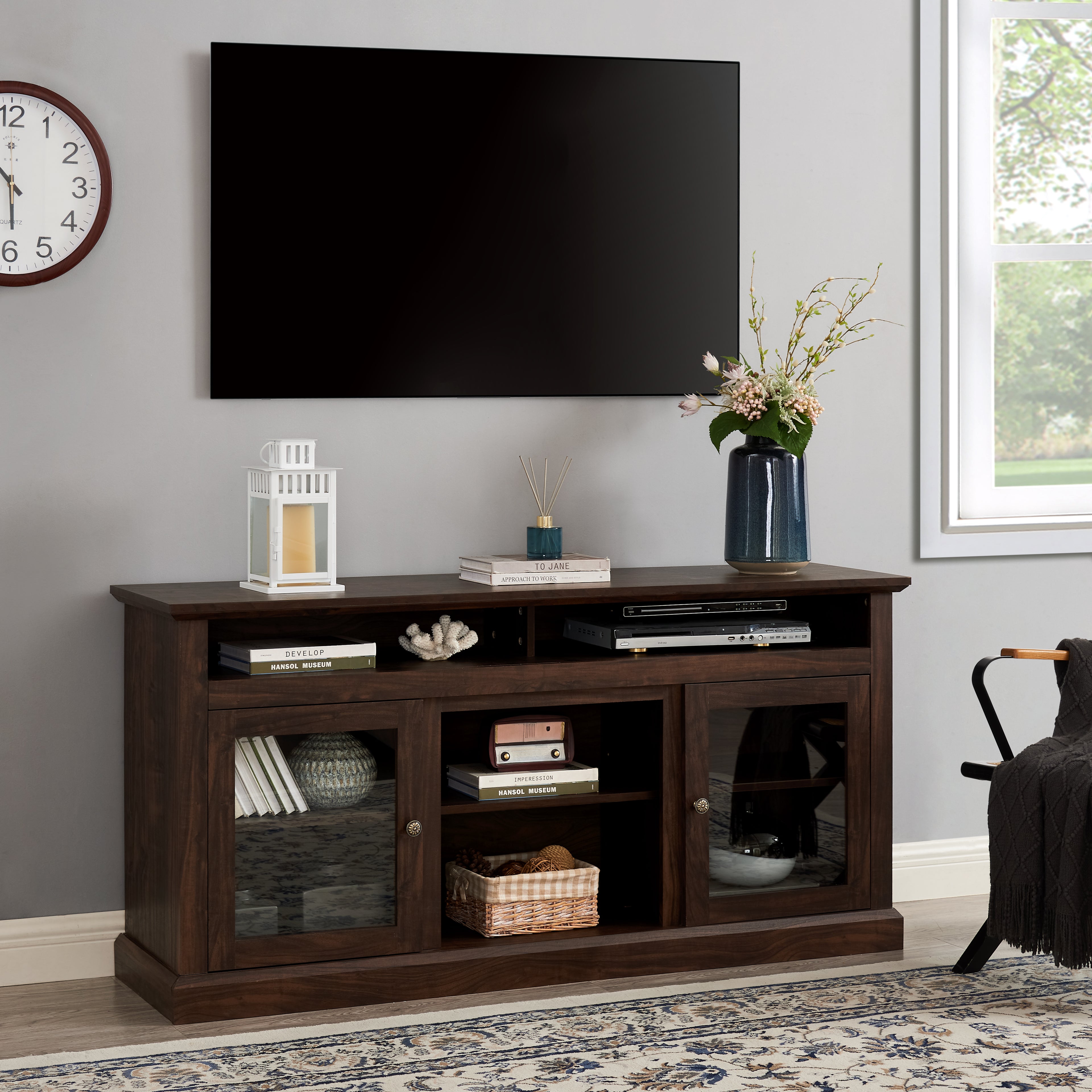 Contemporary TV Media Stand Modern Entertainment Console Brown