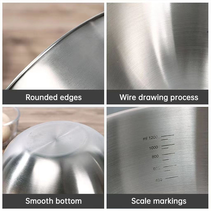 Golden mixing bowls for cooking, baking, noodles, and salads.