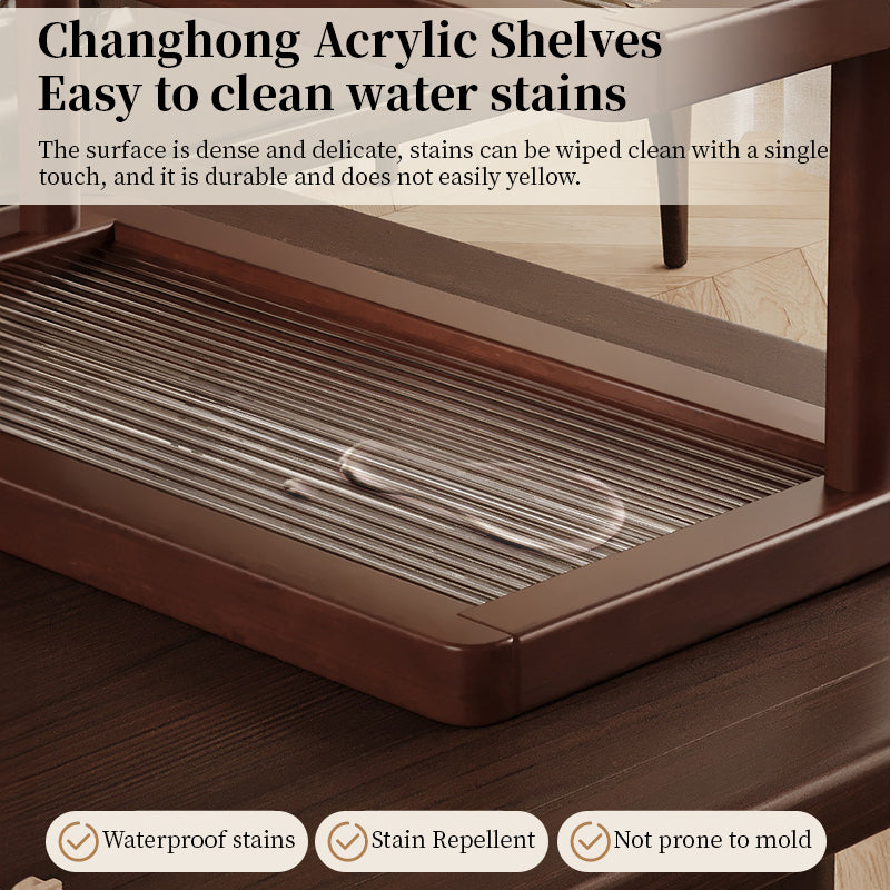 2-Tier Bamboo Spice & Cosmetic Organizer with Acrylic Base, Countertop Storage for Small Spaces