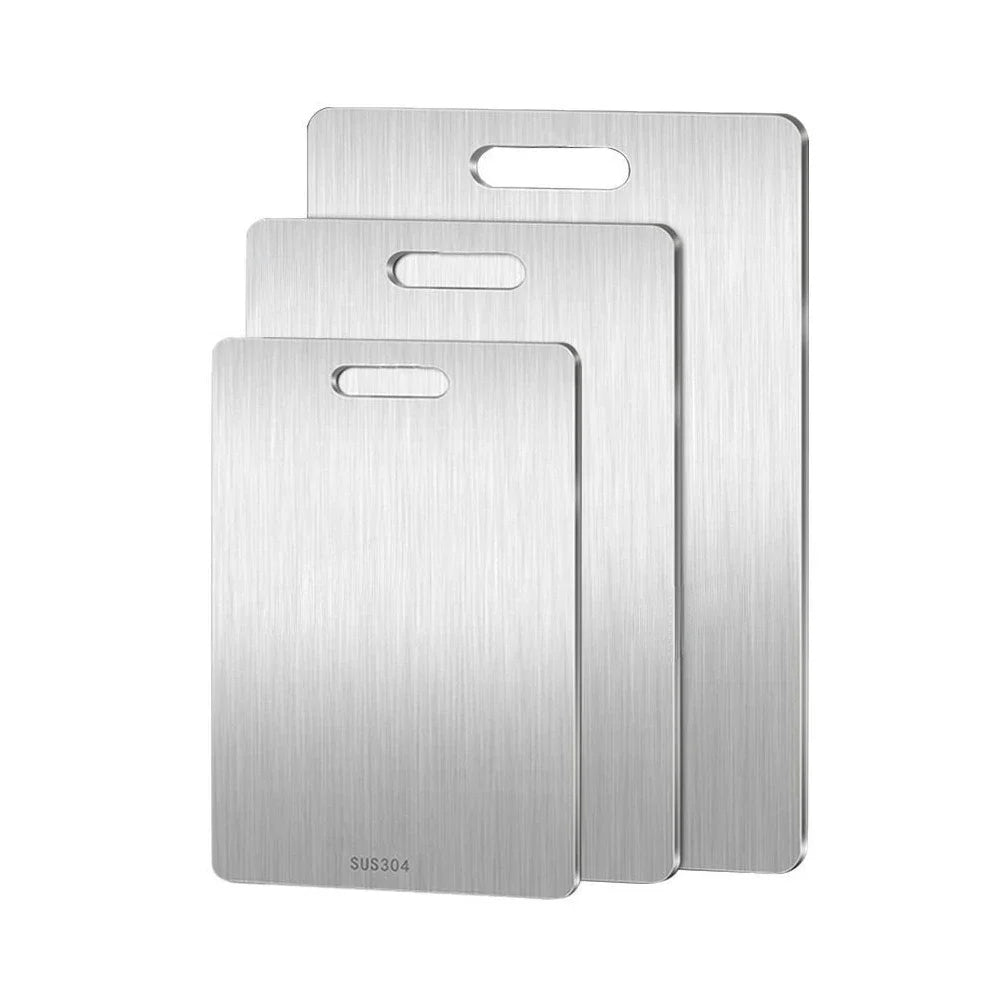 304 Stainless Steel Panel and Chopping Board Kitchen Household Thickened Double Sided Cutting Board Block Kneading Dough Board