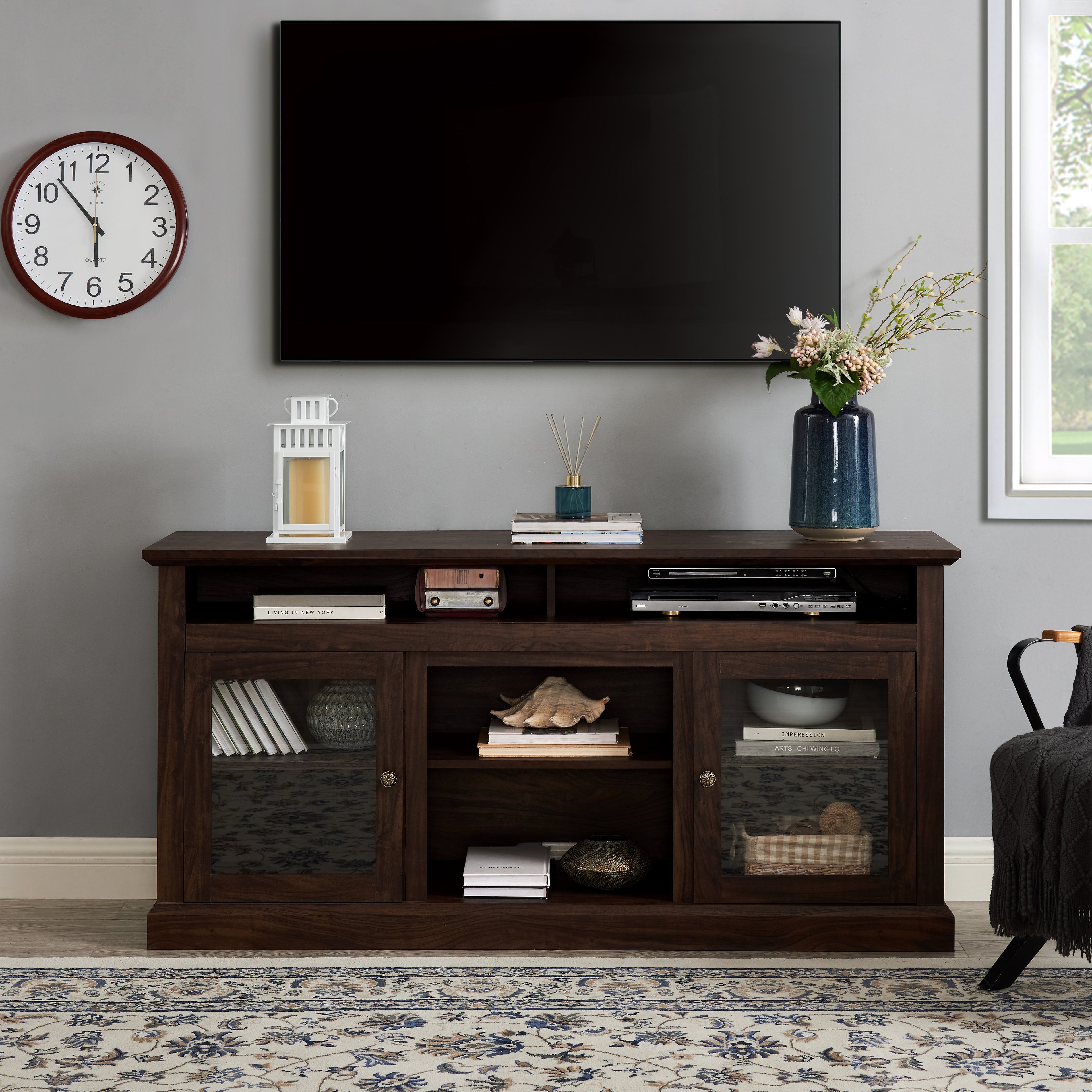 Contemporary TV Media Stand Modern Entertainment Console Brown