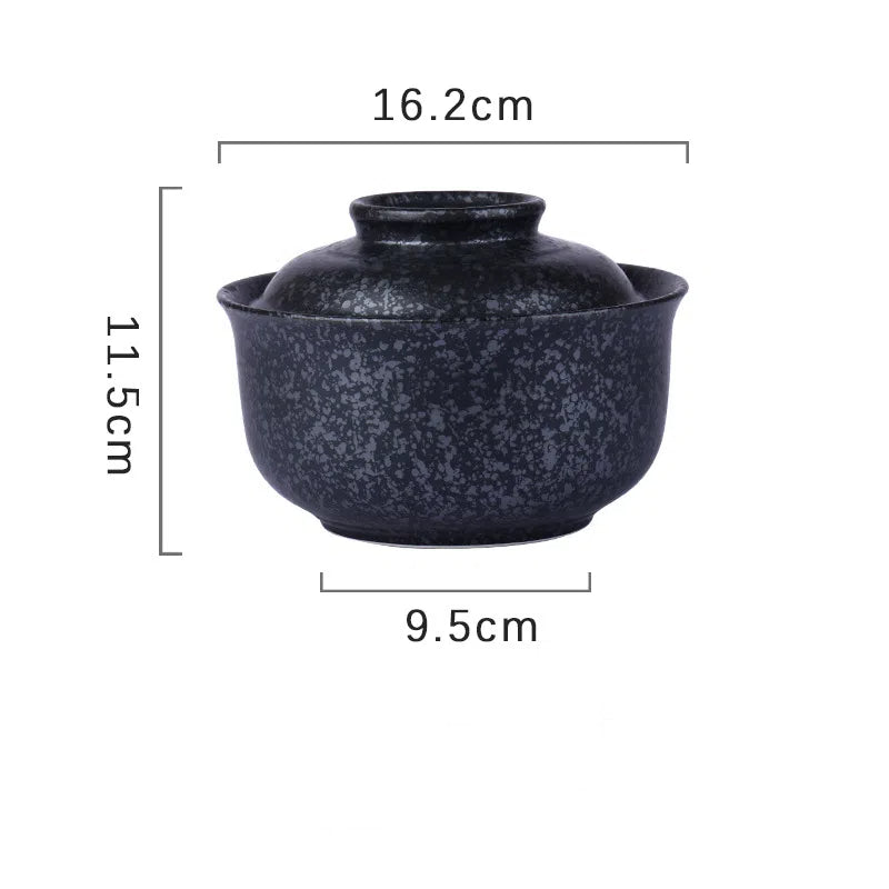 6.5 inch instant noodles bowl with cover bento box student underglaze color ceramic suit Lamian Noodles bowl canteen tableware